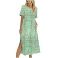 thumbnail image 2 of GaThRRgYP Summer Dresses for Girls,Women's Solid Color Loose Casual Fashion Long Sleeved Dress Women's Long Sleeved Neck Dress Green L, 2 of 6