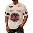 thumbnail image 4 of Evdexr 250th Anniversary Usa Shirts Mens Crew Neck Short Sleeve Independence Day Graphic Tees Red White and Blue American Flag Liberty Fourth Of July Shirt Khaki L, 4 of 5