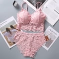 thumbnail image 1 of Conjunto de sujetador y bragas de encaje para mujer, lencería Sexy, Bralette acolchado de cintura baja, ropa interior Sexy, sin aros, suave, íntima, 1 of 3