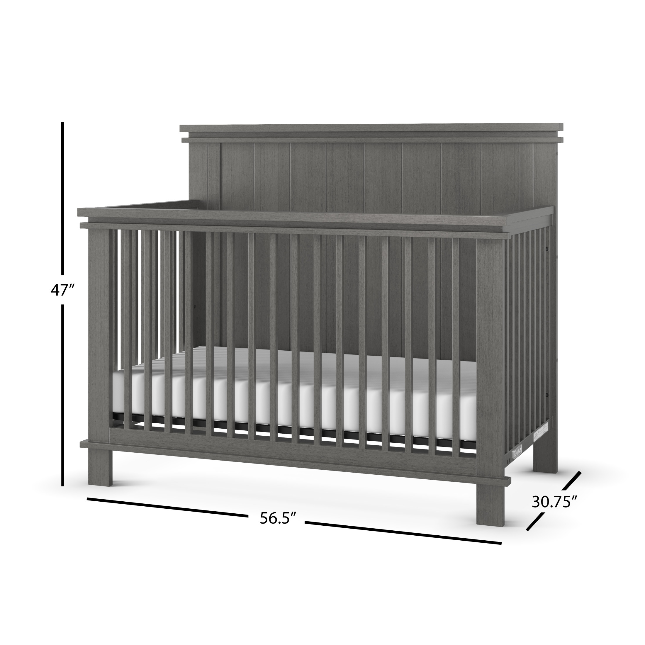 Child Craft Denman 4-in-1 Convertible Crib, Craftsman Panel Design, 2 Mattress Heights, Midnight Gray