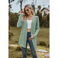 thumbnail image 2 of Anbech Solid Color Women's Cardigan Open Front Shirt with Pockets Long Sleeve Button Design Outwear, 2 of 8