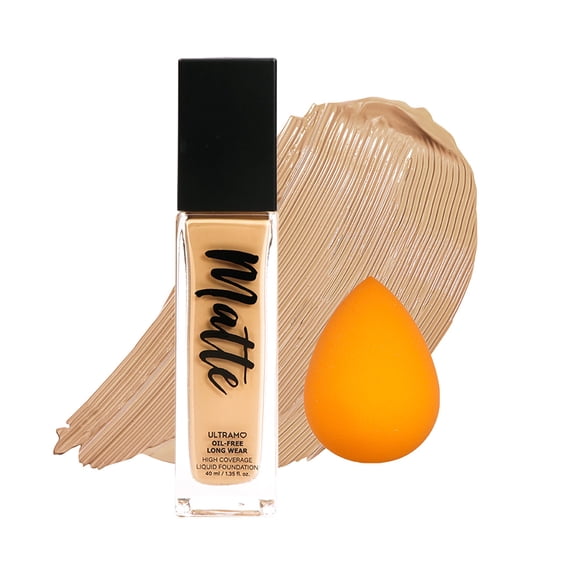 Base de Maquillaje Líquida Mate + Esponja Alta Cobertura Control Grasa de Larga Duración 40 ML ULTRAMO