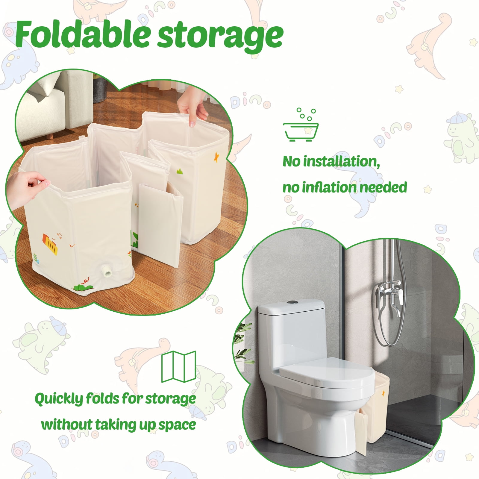 Austok Foldable Bathtub for Kids Multifunctional Portable Bath Tub Large Toddler Bath Tub for Ages Under 8 Integrated Design with Drainage Hole
