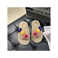 thumbnail image 4 of Woobling Ladies Slide Sandals Flat Plush Slipper Slip On Fuzzy Slippers Home Non-slip Open Toe Fluffy Slides Khaki 7, 4 of 7