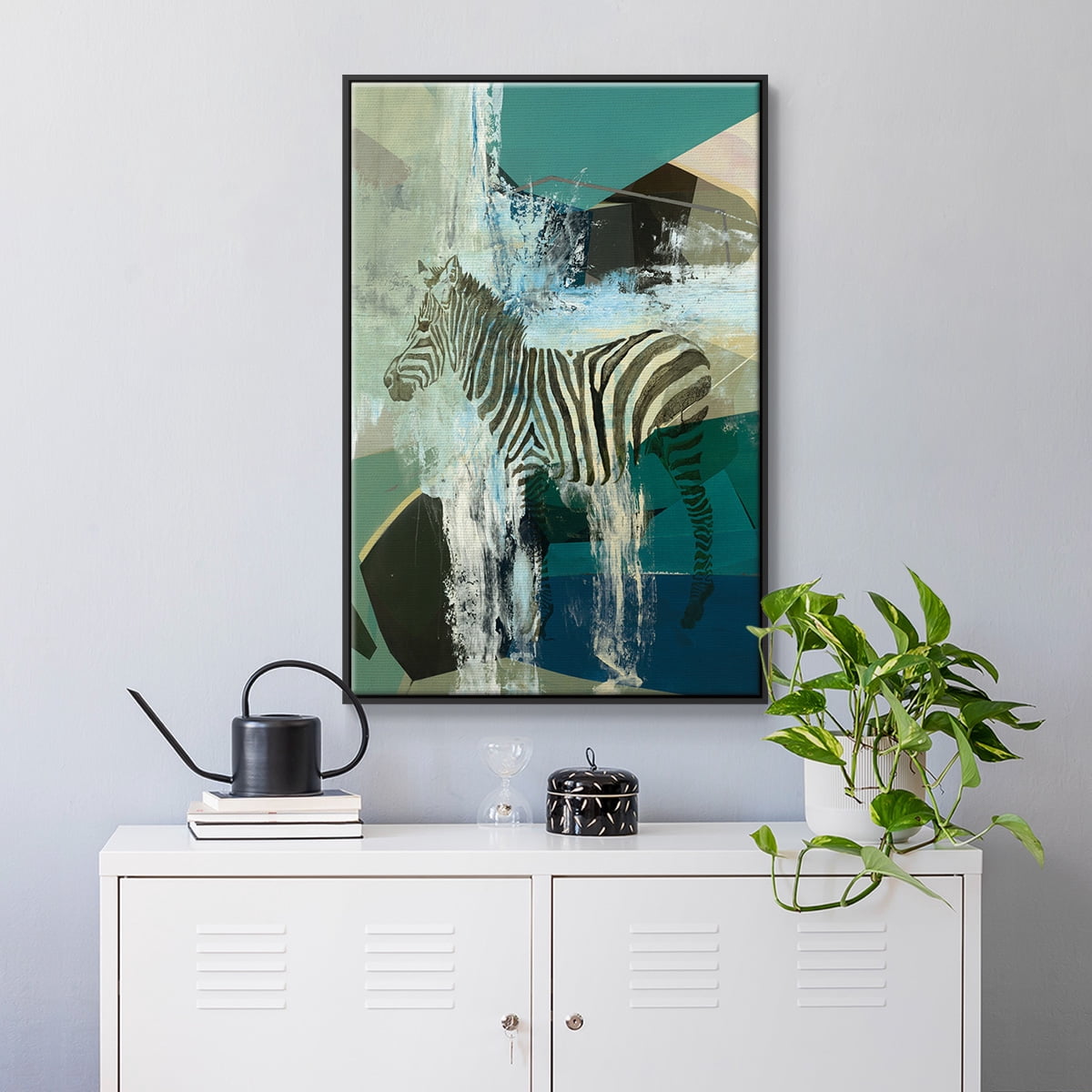 Crossing the Lines Framed Premium Gallery Wrapped Canvas - Ready to Hang - 25 x 37 - Black Floating Frame