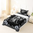 thumbnail image 5 of Homewish Spooky Skull Monogrammed R Twin Sheets,Happy Halloween Floral Bedding,3-Piece,1 Fitted Sheet and 1 Pillowcase, 5 of 6