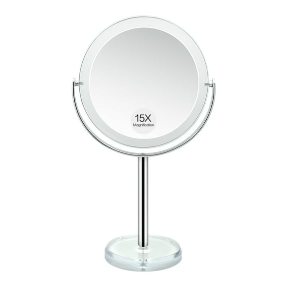 Snowflakes 1X / 15X Magnifying Makeup Mirror with Stand - 7 Inch Tabletop Vanity Mirror for Bathroom or Bedroom with 360° Rotation.