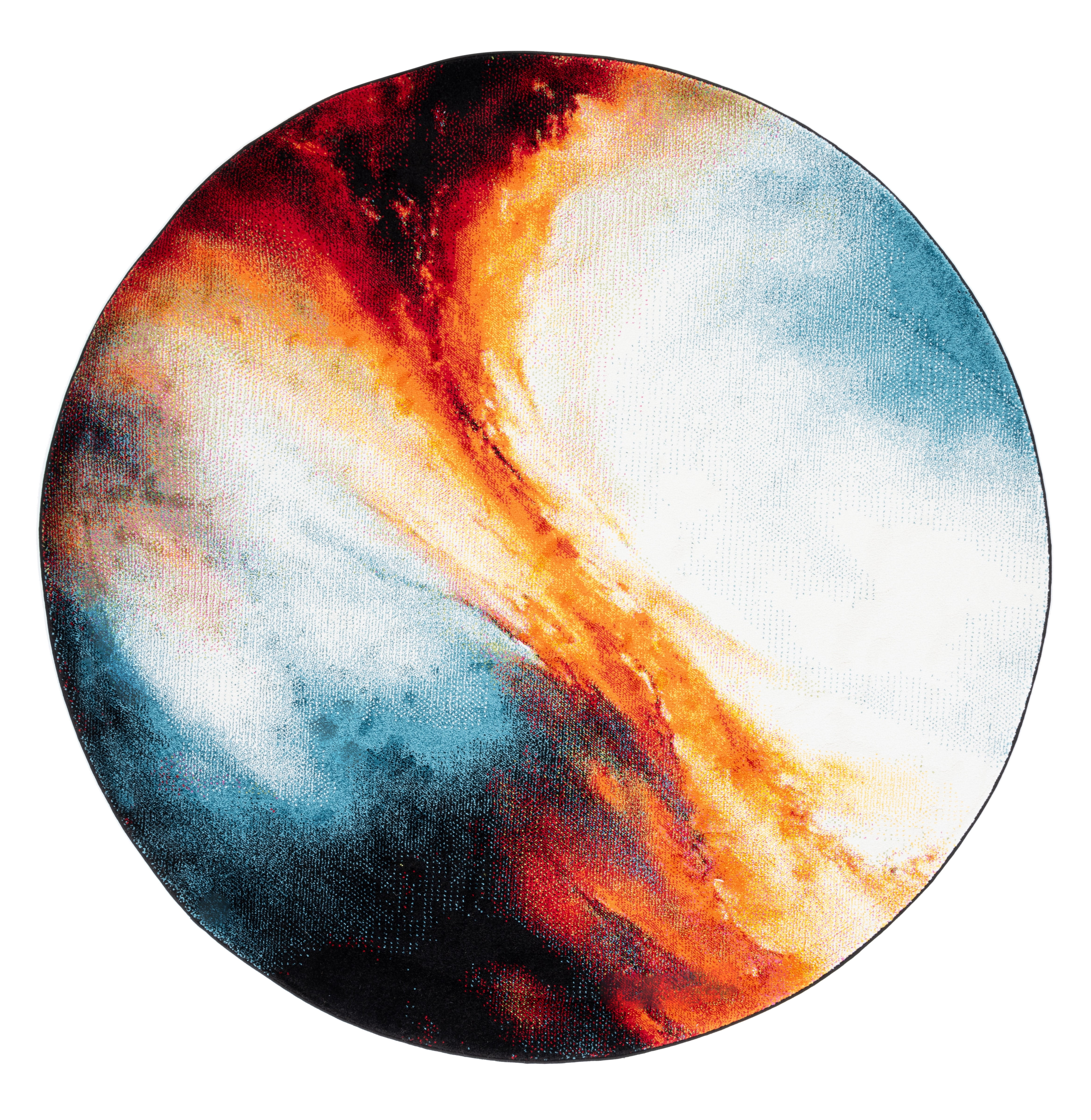 Safavieh Galaxy Naples Geometric Area Rug, Orange/Multi, 6'7" x 6'7" Round