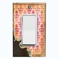 thumbnail image 1 of Metal Light Switch Plate Cover Pink Floral Damask Frame Trim Black DAM062, 1 of 13