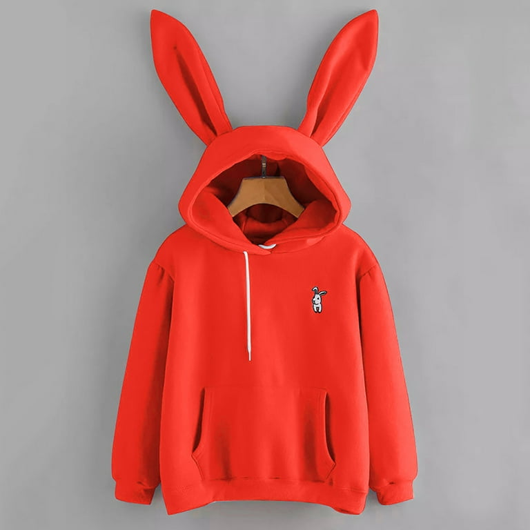 Rabbit ear hoodie deals