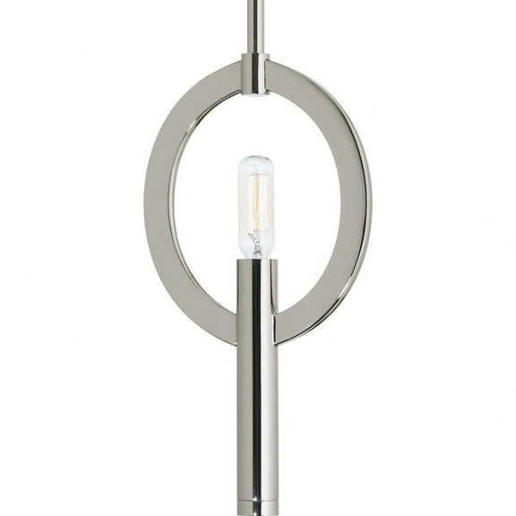 Progress Lighting Draper 1-Light Mini-Pendant, Polished Nickel, Resin Material, Mid-Century Modern Design