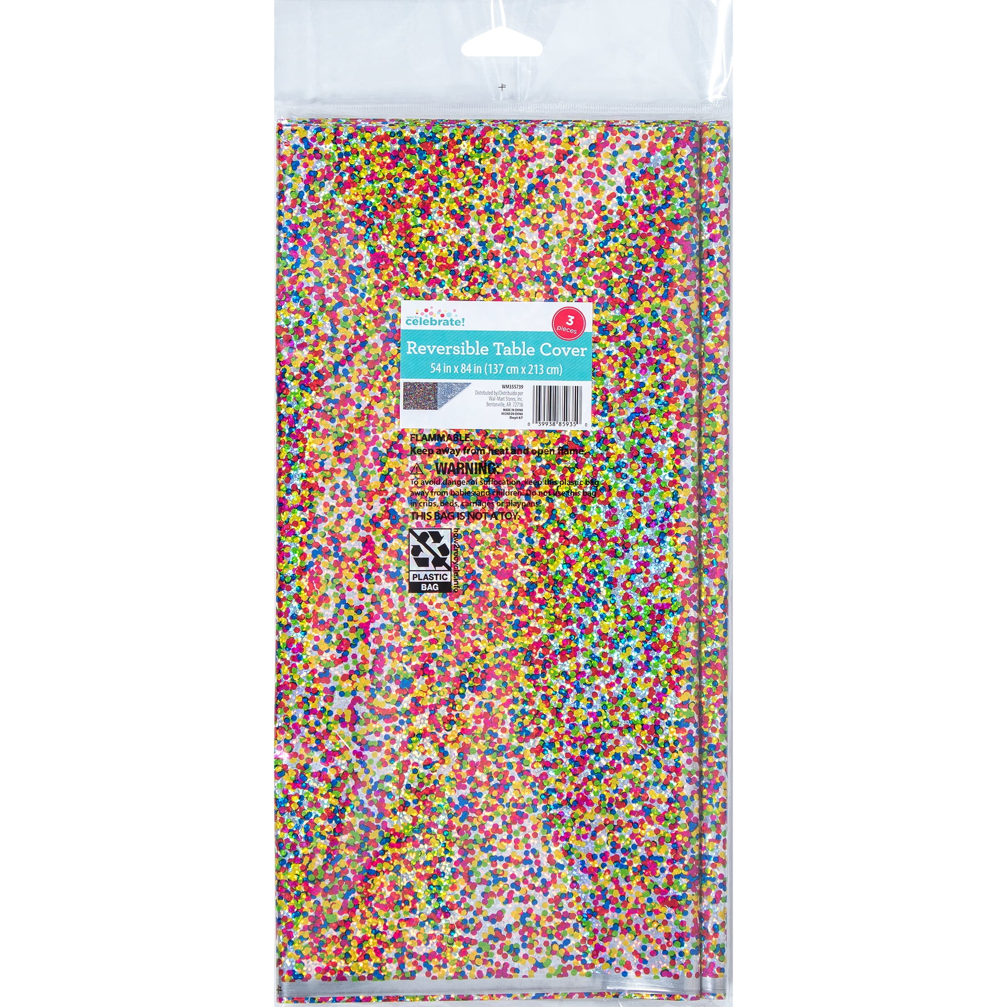 Way to Celebrate Multicolor Prismatic Foil Tablecloths, 54 in x 84 in