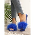 thumbnail image 3 of Women's Red Party Patchwork Slippers With Solid Color And Fluffy Decorations, 3 of 4