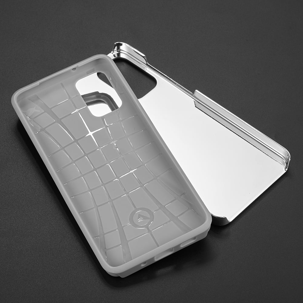 SAMSUNG GALAXY S20(6.2) DIAMOND PLATINUM COLLECTION HYBRID BUMPER CASE WITH ELECTROPLATED FRAME - SILVER