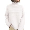 thumbnail image 1 of Suéter PRETTYGARDEN Cuello Alto Tejido Grueso Blanco Talle Grande, 1 of 6