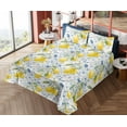 thumbnail image 4 of Ambesonne Citrus Fitted & Flat Sheet with Shams 4 Pcs Set, Lemon Garden Scene Floral, King, Mustard Peacock Green, 4 of 5