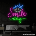thumbnail image 2 of Craftnamesign World Smile Day Neon Sign Bedroom Bar Shop Wall Art, 2 of 5