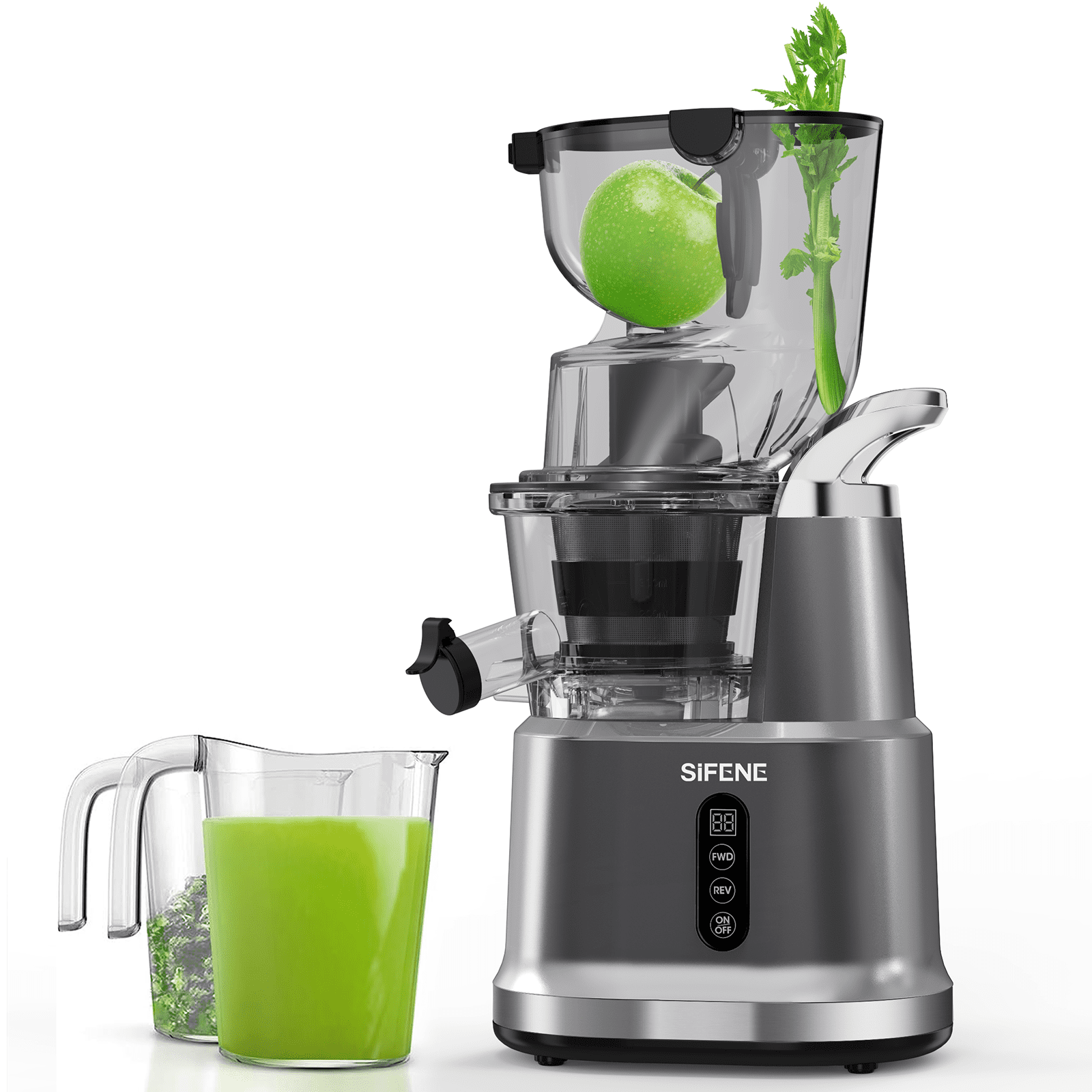 Overeenstemming Prestige passend SiFENE Slow Masticating Juicer Machines with Big 81mm Chute, Whole Slow  Juicer, Cold Press Juice Extractor for Fruits and Vegetables, BPA-Free,  Easy to Clean, Gray - Walmart.com