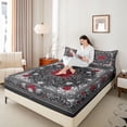 thumbnail image 4 of Homewish Hippie Bohemian Damask Bed Sheets, Valentines Day Rose Floral King Sheets, Western Gothic Romantic Sheet Set, Breathable Home Decor, 4pcs, 4 of 7