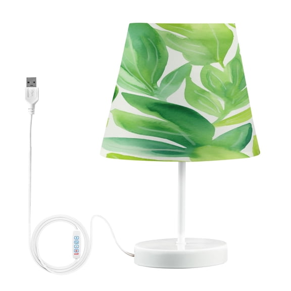 Ryvnso LED Bedside Table Lamp Leaves Green Bedroom Desk Lamps Nightstand Lampshade M