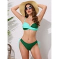 thumbnail image 4 of DARING DIVA Women's Front Cross Contrast Color Bikini Sets Medium Green, 4 of 6