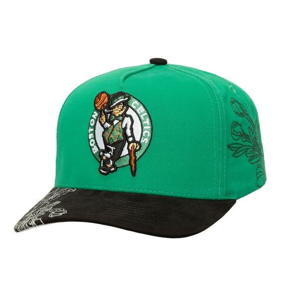 Men's-Mitchell & Ness  Kelly Green/Black Boston Celtics May Flowers Adjustable Hat