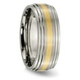 thumbnail image 4 of Chisel Titanium Brushed Center with 14k Gold Inlay 8mm Ridged Edge Band, 4 of 7