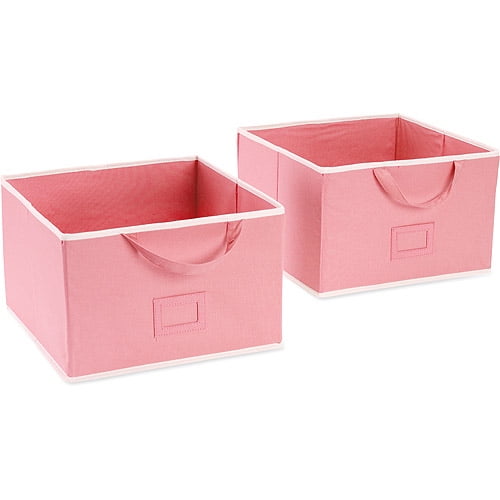 Seed Sprout Set of 2 Large Canvas Storage Box, Pink