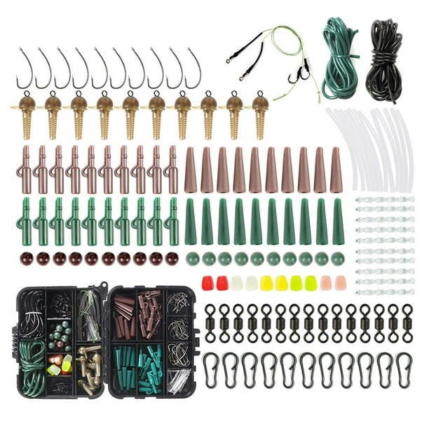 Bunblic 254pcs Fishing Accessories Equipment Fishing Swivels Snap, Hook, Fishing Box For Bass Trout Carp Freshwater Saltwater Multicolor 12x9.5cm