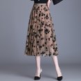 thumbnail image 1 of Falda de malla estampada para mujer, falda acampanada de cintura alta, falda plisada de longitud media, falda de gasa con columpio grande, marrón, 75 cm ShuxiuWang 8390611651749, 1 of 1