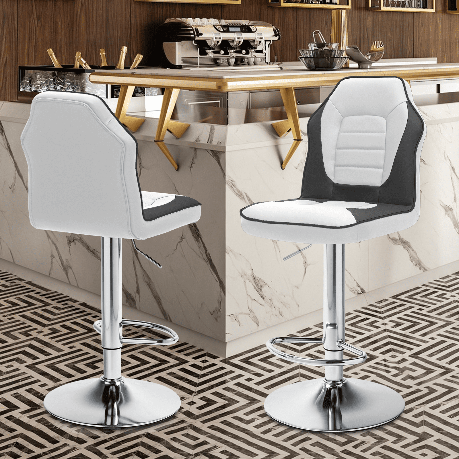 Magshion Adjustable Swivel Bar Stools Set of 2 with Racing Back