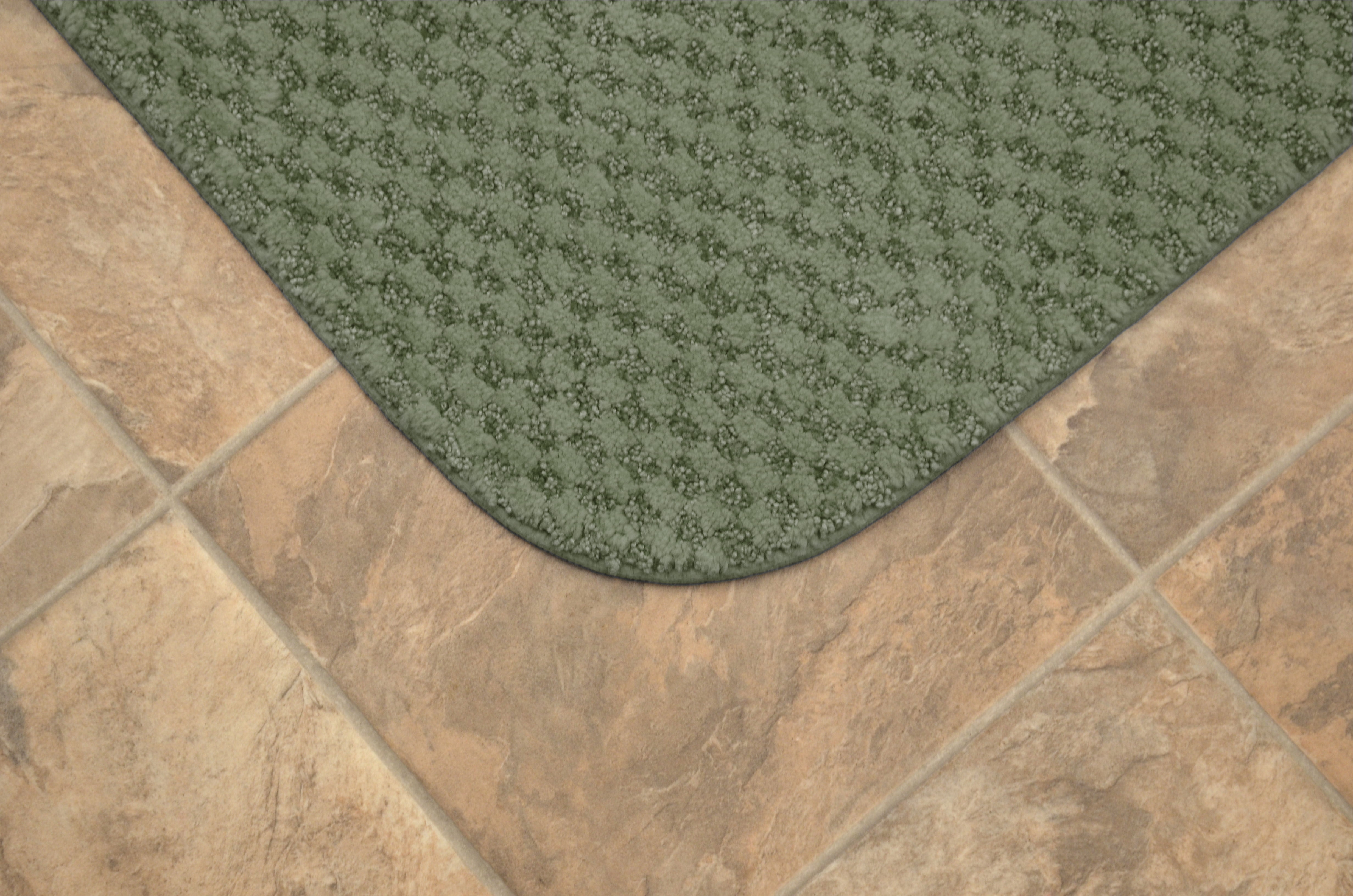 Garland Rug Cabernet Washable Nylon Bath Rug Set, 3 Piece Set (21"x34" Bath Rug, Contour Rug, & Toilet Lid) Deep Fern