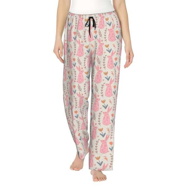 Balery Rabbit Pantalones de pijama para mujer, pijamas ultraligeros, pantalones de estar por casa-Small