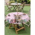 thumbnail image 2 of Round Outdoor Tablecloth With Umbrella Hole And Zipper– Floral Bunny Easter Waterproof Patio Table Cover for Party, Picnic, Backyard, 60" Dia. , Spring Colorful Eggs Pink, 2 of 8