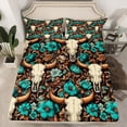 thumbnail image 2 of Castle Fairy Bull Skull Full Size Sheets 4-Piece for Boys Girls,Chic Floral Flower Breathable Bed Sheets,Bohemian Theme Lightweight Sheet Sets,Lightweight Room Decor, 2 of 7