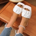 thumbnail image 5 of Women's Pleated Square Toe Slide Sandals, Trendy Wedding & Summer Flat Sandals, 5 of 8