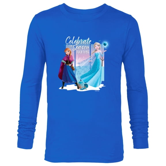 Disney Frozen Elsa & Anna Celebrate the Season Together Fall - Long Sleeve T-Shirt for Men - Customized-Navy