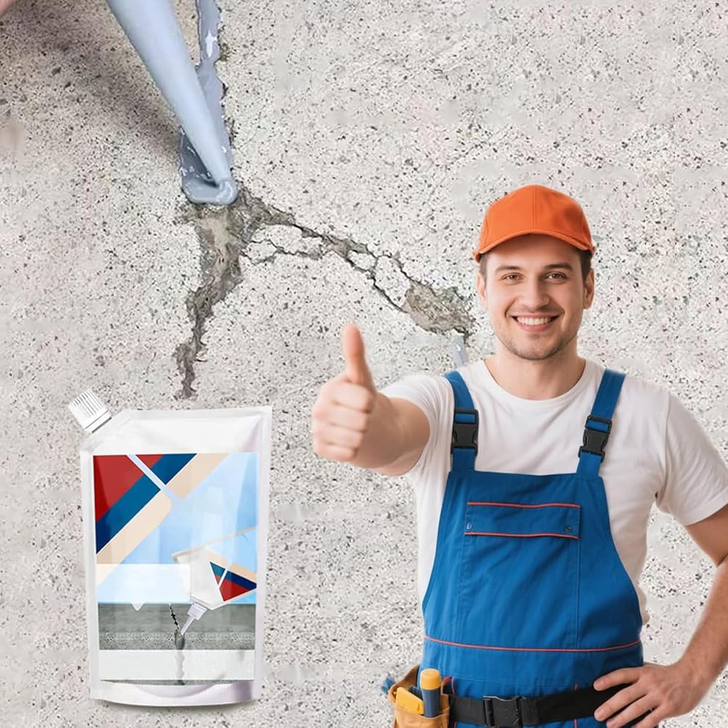 Detroitrain Concrete Crack Filler, Waygo Concrete Repair, Heavy-Duty Concretes Crack Repair Adhesive -Quick-Drying Waterproof Sealer for Outdoor Concretes, and Renovations (Black, 500g)