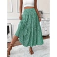 thumbnail image 2 of MORTTIC Women's Boho Floral Maxi Skirt - High Elastic Waist, Pleated A-Line Long Skirt for Summer Casual Wear, 2 of 5