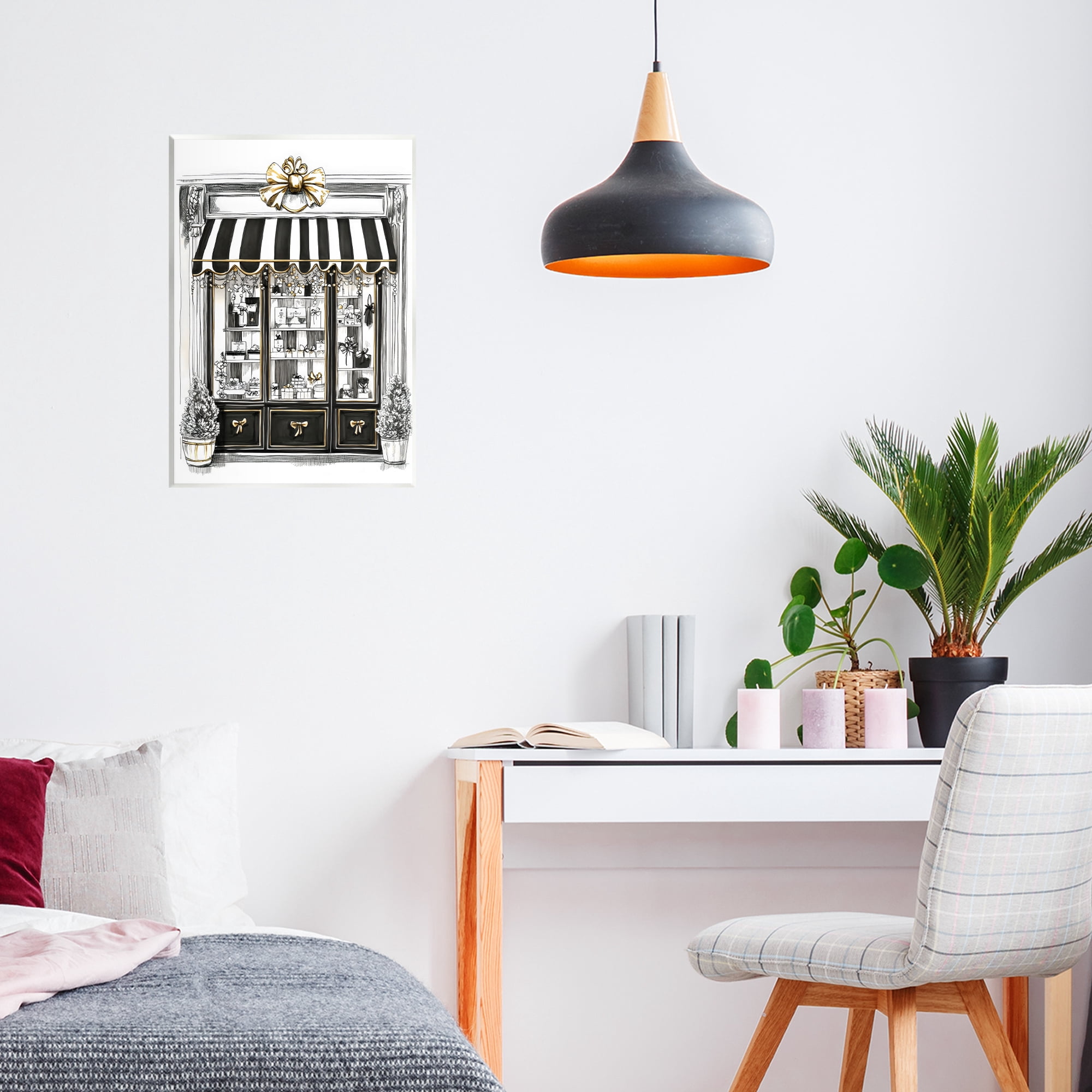 Stupell Industries Striped Paris Shop Facade Wall Plaque Art, design by Petal Prints Design