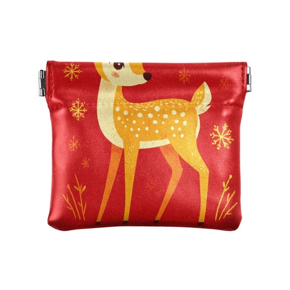 Leather Coin Wallet 4.33x3.74 Inch Portable Coin Wallet Coin Wallet Paper Wallet Card Wallet Storage Wallet Stylish and Sophisticated Beautiful Yellow Christmas Deer