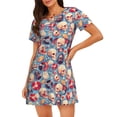 thumbnail image 1 of Daiia Chemise de Nuit Rétro à Imprimé Crâne Musical pour Femmes, Douce, à Manches Courtes, Robe de Nuit à Manches Courtes, 1 of 6