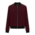 thumbnail image 5 of felwors Fall Jackets for Women 2025 Trendy Zip Up Bomber Jacket Lightweight Outwear Coat Spring Windbreaker Outfits Wine, XXL, 5 of 6