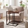 thumbnail image 4 of Gymax 2 Pcs Table d'Appoint en Forme de C avec Patins de Pieds Ajustables Petite Table à Collation pour Chambre Brun Rustique, 4 of 10