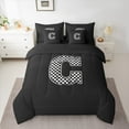 thumbnail image 2 of Feelyou 7-Piece C Monogrammed King Bedding Set, Boys Black A-Z Cartoon, 2 of 7