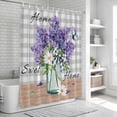 thumbnail image 5 of Polyester Fabric Purple Lavender Shower Curtain, Spring Butterfly Daisy Watercolor Gray Waterproof Bathtub Curtain Bathroom Decor Set with Hooks 48 x 72 Inches, 5 of 6
