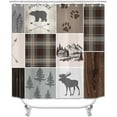 thumbnail image 7 of 4PCS/Set Wildlife Shower Curtain, Vintage Brown Rustic Wooden Board Deer Bear USA Flag Western Texas Star Barn Cabin Hunting Wild Animal Bathroom Decor, Non-Slip Bath Rugs, Cabin Rules, 7 of 7
