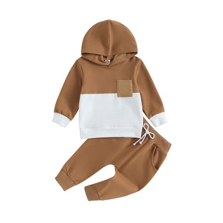 

AMILIEe Toddler Baby Boy Contrast Color Long Sleeve Outfit Set Sweatshirt and Pants Tracksuit Set