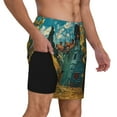 thumbnail image 2 of Fotbe Impressionist Village Sky Men’s Swim Trunks Quick Dry Swim Shorts Board Shorts with Mesh Lining-Small, 2 of 9