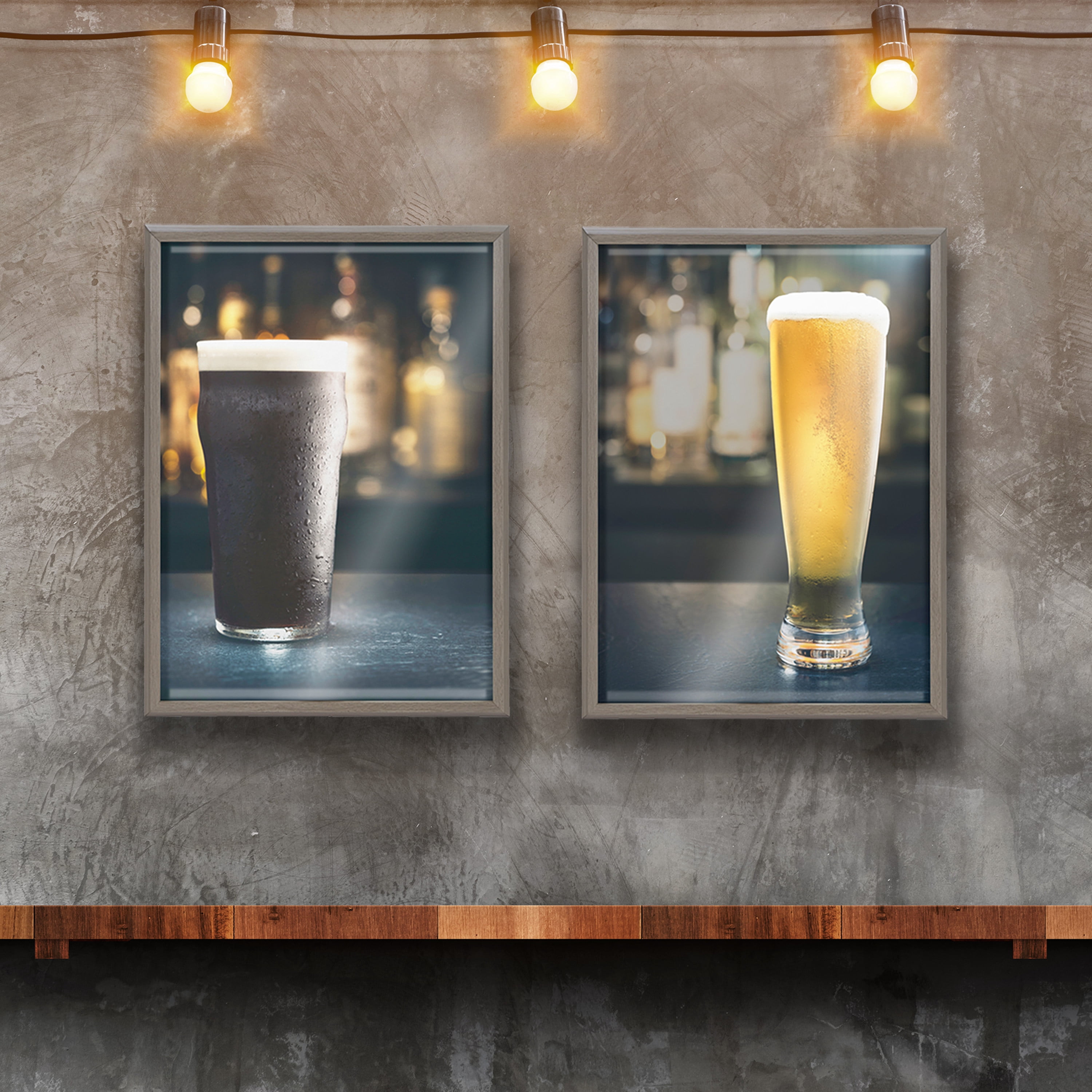 Kate and Laurel Blake Pub Framed Printed Glass Wall Art by Emiko and Mark Franzen of F2Images, 18x24 Gray, Decorative Beer Art for Wall